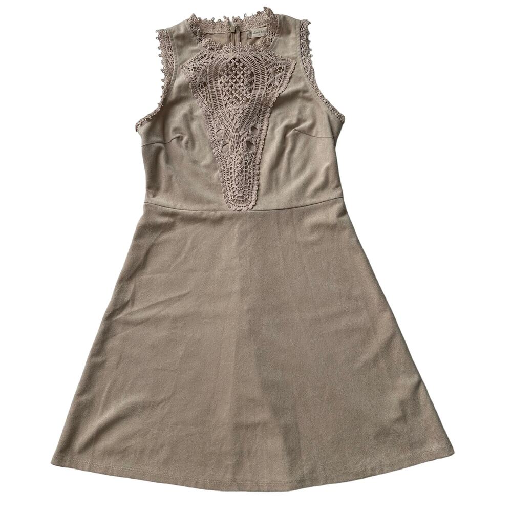 Altar'd State Faux Suede Embroidered Lace Panel A Line‎ Sleeveless Mini Dress S
